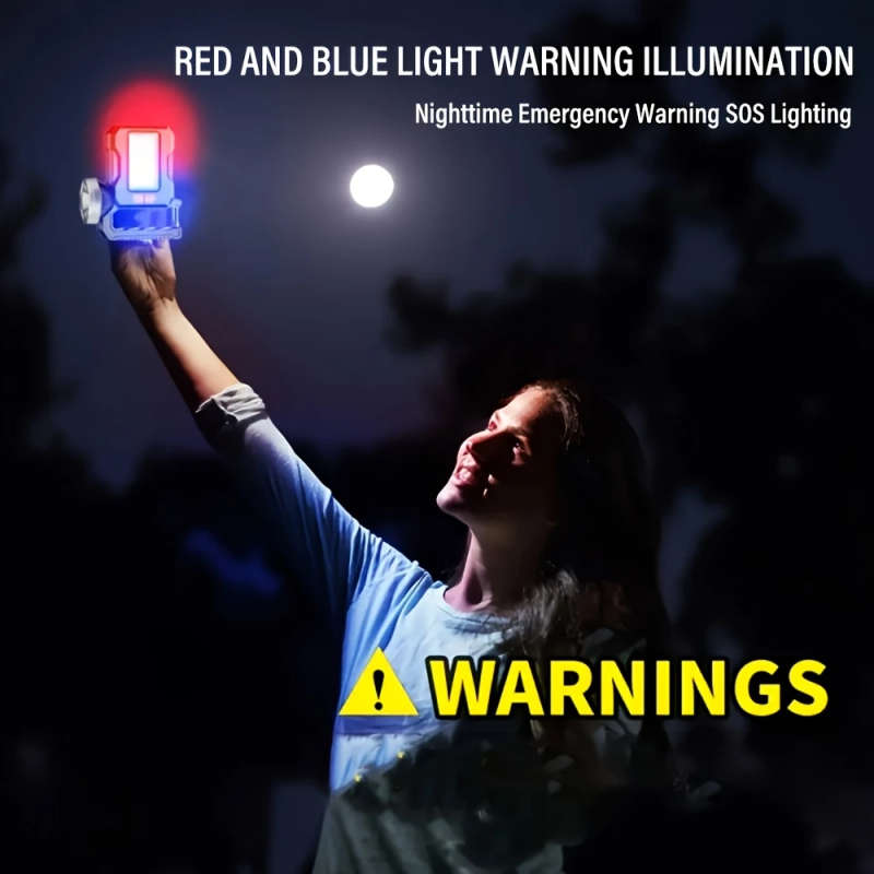 1pc Rechargeable LED Searchlight Portable Flashlight With Metal Locking Clip Handheld Spotlight And