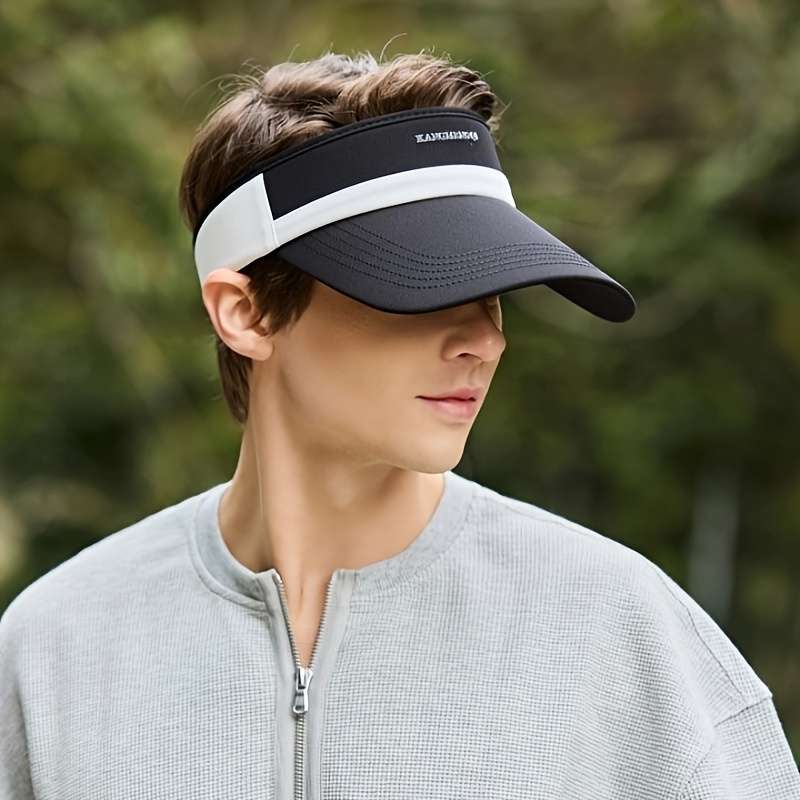 1pc Unisex Adjustable Sun Visor Hat with Breathable Design Black White Striped Open-Top Cap for