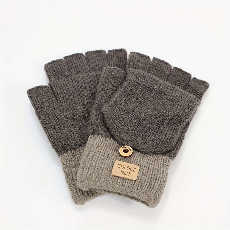 1 Pair Dark Gray Warm Gloves