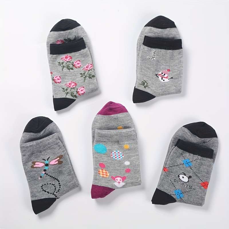 Sock Bright Color  Add  Gray Color 10 Pairs Of Patterns Randomly Mixed  One Size