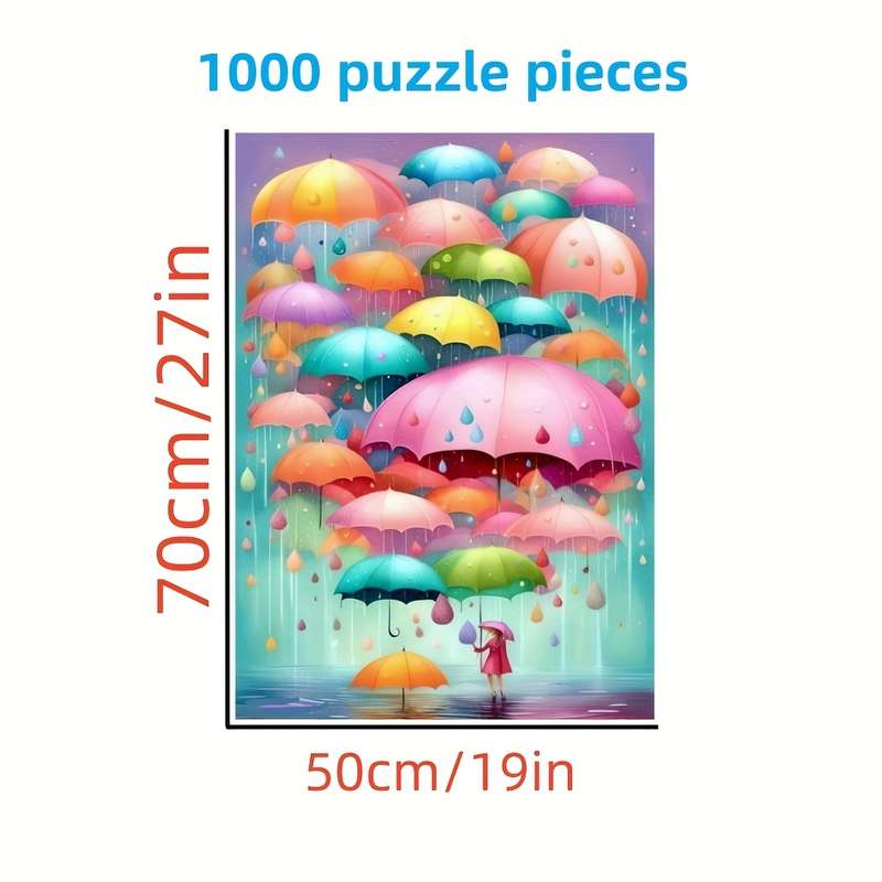 1000pcs Colorful Umbrella Puzzle Vibrant DIY Brain Teaser for Adults Family Fun