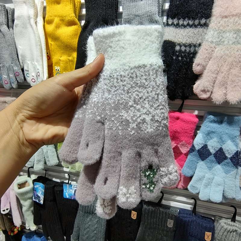 1 Pair Grey Warm Gloves