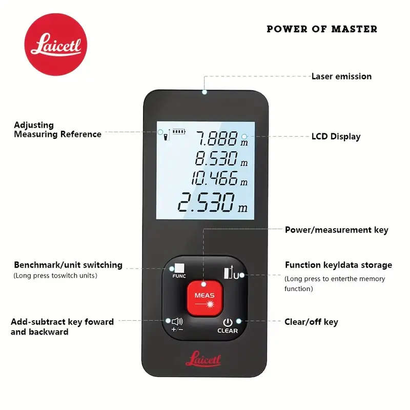 1pc Compact Laser Distance Meter USB Rechargeable High-Precision Measuring Tool with LCD Display Por
