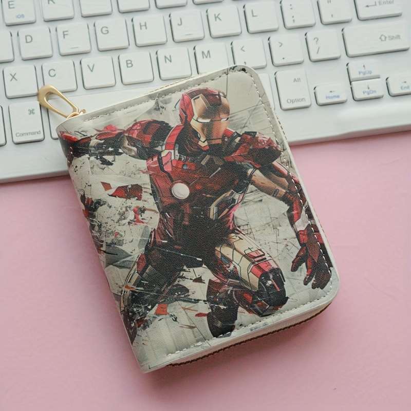 1pc Marvel Iron for Man Wallet Large Capacity Coin Purse with Multiple Compartments Zipper Closu