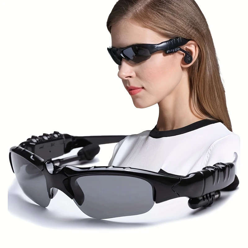 1pc Wireless Smart Glasses Headset Wireless Stereo Sound USB Rechargeable PVC Material Hands-Free Ca