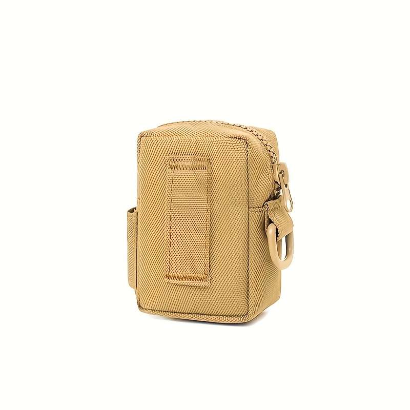1pc Outdoor Canvas Waist Bag Black Oxford Cloth Secure Zippered Coin Pouch with Clip Durable
