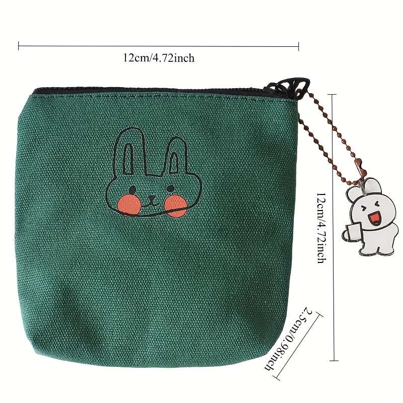 1pc Small Canvas Cute Bunny Coin Purse Simple Fresh Hand Wash or Professional Dry Clean