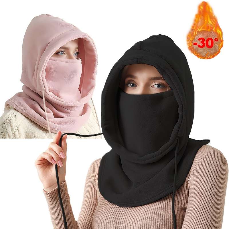 1pc Windproof Reversible Beanie Neck Gaiter Reversible Knit Beanie with Integrated Neck Gaiter