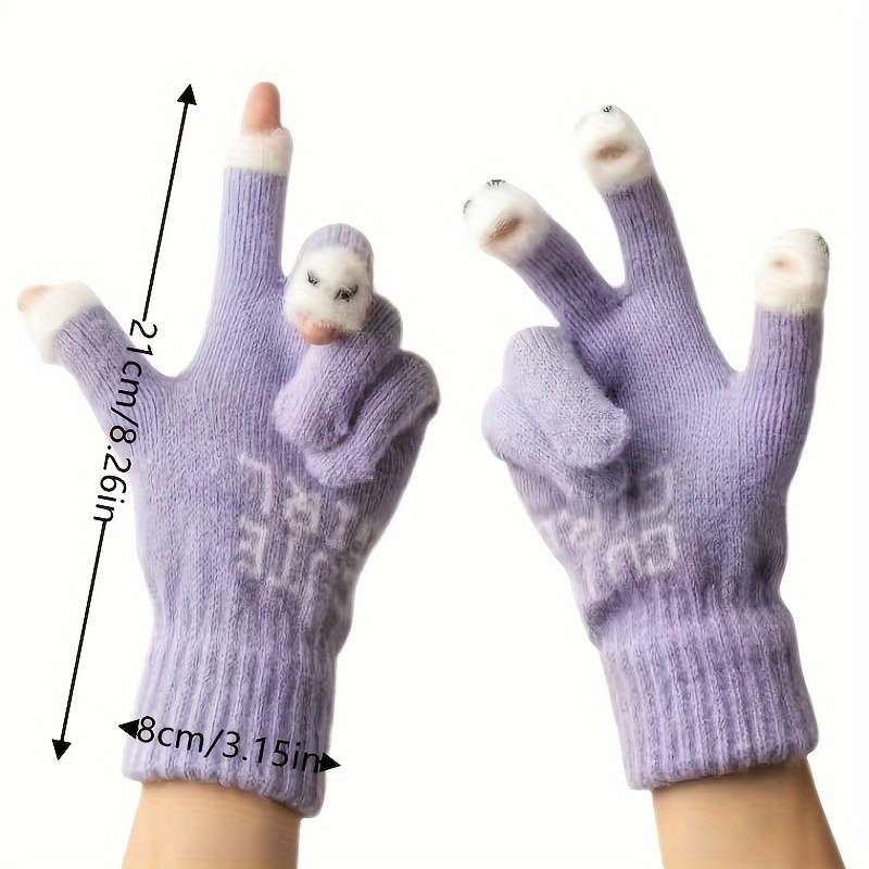 1 Pair Purple Warm Gloves
