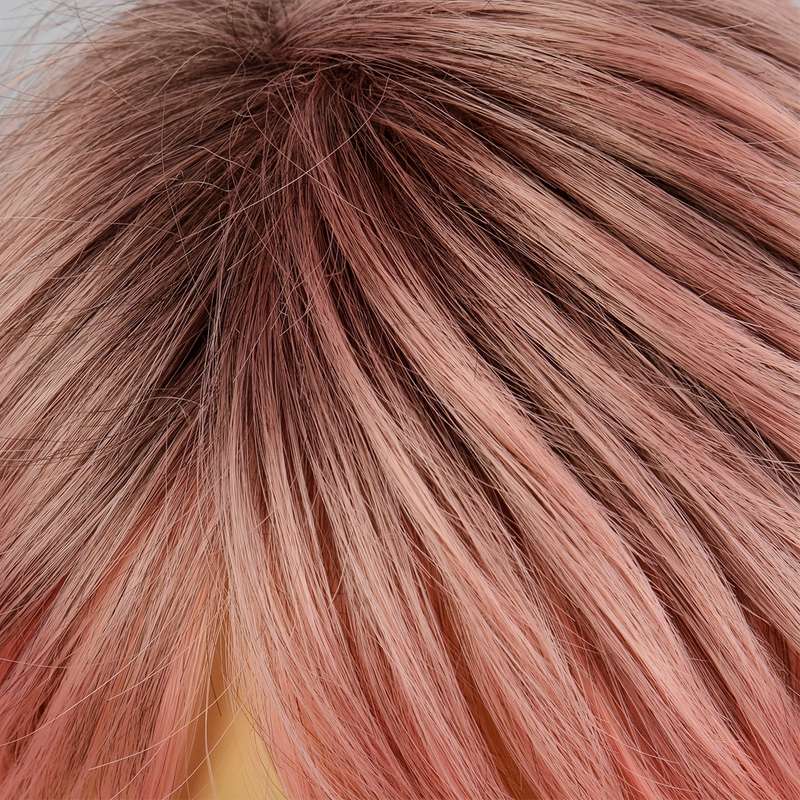1Pc Gradient Pink 20.32cm Fashion Design Wig