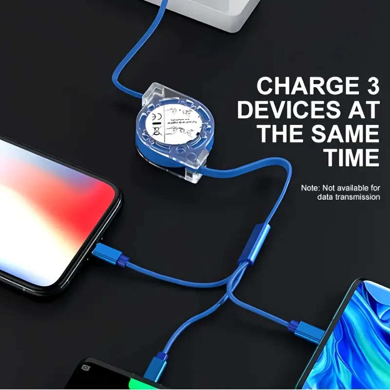 3in 1 Suitable for iPhone TYPE-C Micro b telescopic one to three mobile charging cable