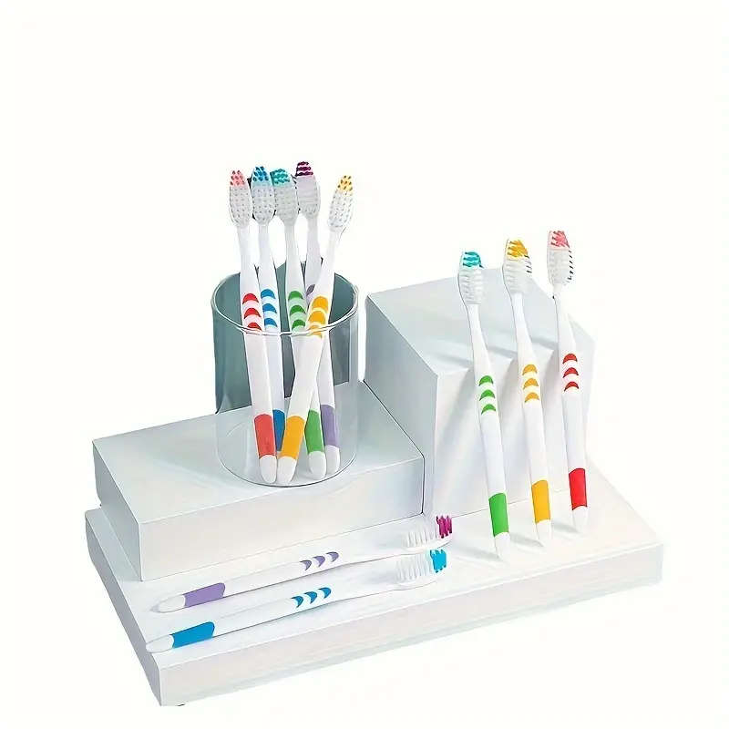 10Pack Bamboo Charcoal Nano Toothbrushes Soft Manual Toothbrushes For Adults Compact Polyester Bris