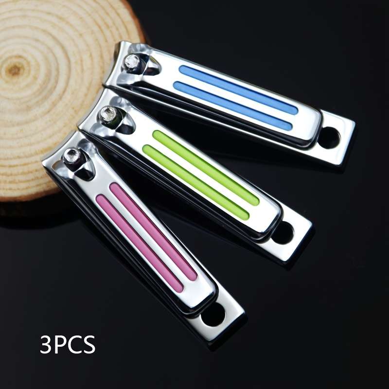 3pcs Flat Carbon Steel Nail Clippers in Mixed Colors