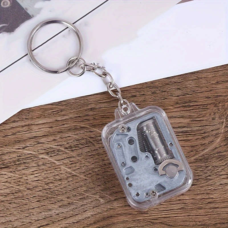 1Pc Diy Mechanical Music Box Keychain Wind Up Battery Free Zinc Alloy Abs Plastic Unique Gift Idea