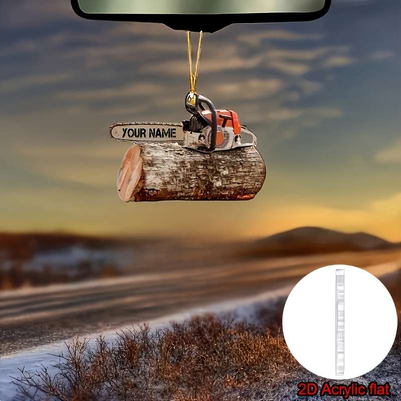 1pc 2D Flat  Car ornaments Bold Design Acrylic Chainsaw Ornament- Car Rearview Mirror Hanging