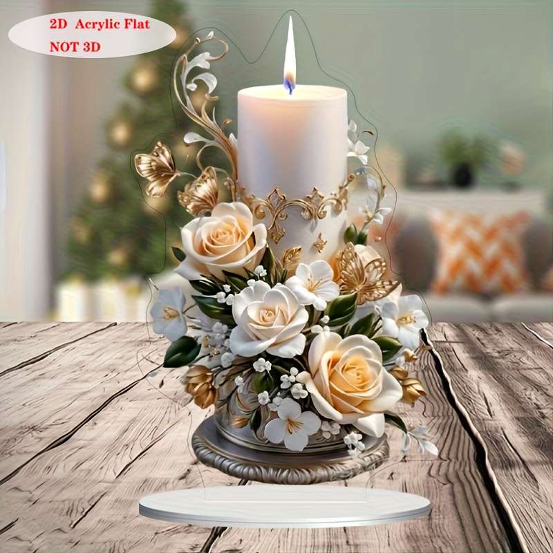 1pc 2D Flat    Bohemian Acrylic with Base-Flower Themed Decorative Plaque Suitable for B