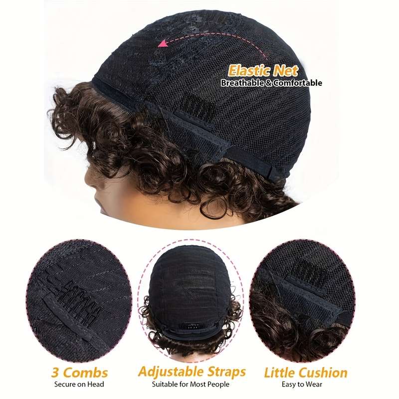 1Pc Black 15.24cm Fashion Design Wig