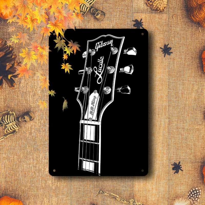 1pc 2D Lucille by Gibson BB King Guitar Metal Tin Sign 20.32x30.48 cm Vintage Retro Wall Art Iro