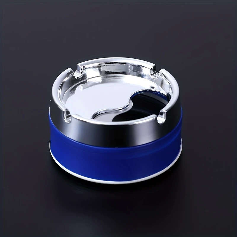 1pc Modern Stainless Steel Ashtray with Rotating Lid Smokeless Odorless Ideal for Home Office Desk