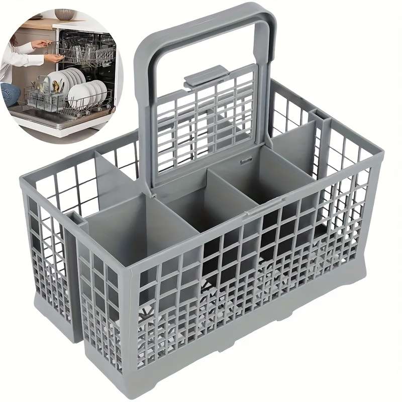 1pc Foldable Universal Dish Rack Basket Baskets with Multifunctional Cutlery Holder Knife an