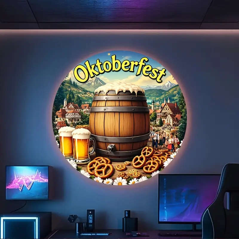 1pc Round Aluminum Oktoberfest Sign a Perfect Gift for Places Like Bedrooms Kitchens Gaming Rooms Ba