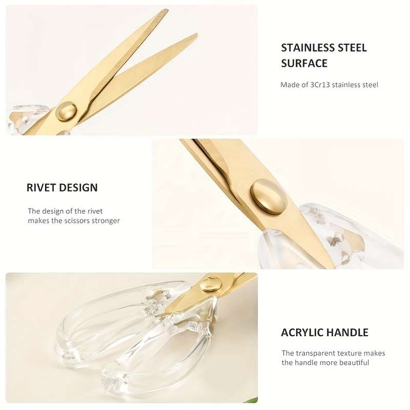 1pc Transparent Handle Kitchen Scissors Ergonomic Rust-Proof Sharp Meat Scissors Outdoor E