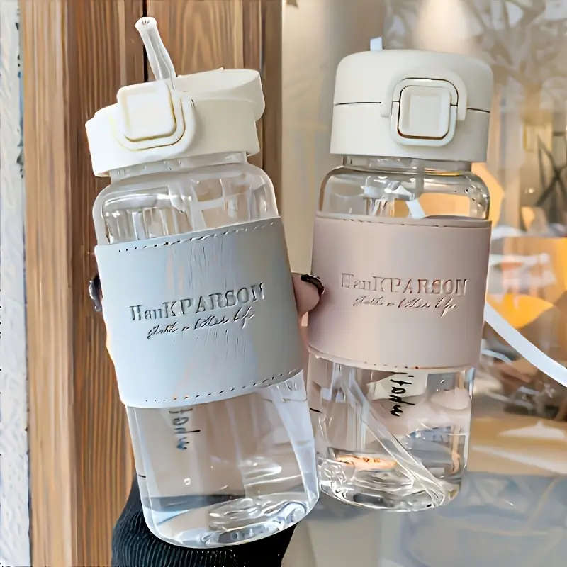 1pc 500ml BPA-Free Plastic Water Bottle with Straw Flip LAid Leakproof Durable for Outdoor Sports Fi