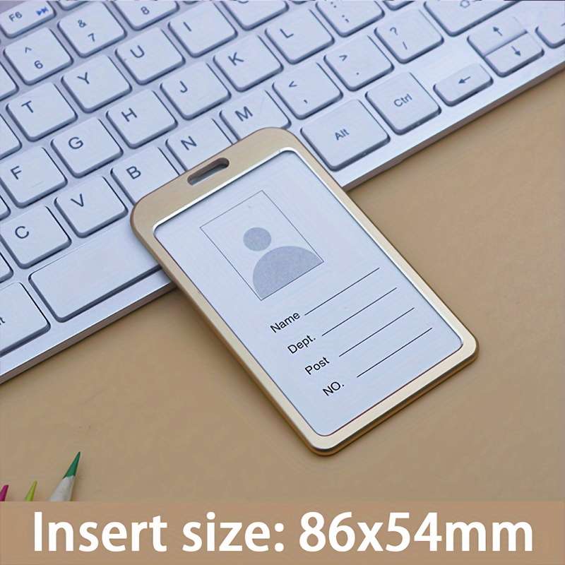 1pc A Vertical Aluminum Card Holder In Golden Color Suitable For Employee ID Cards Student Cards