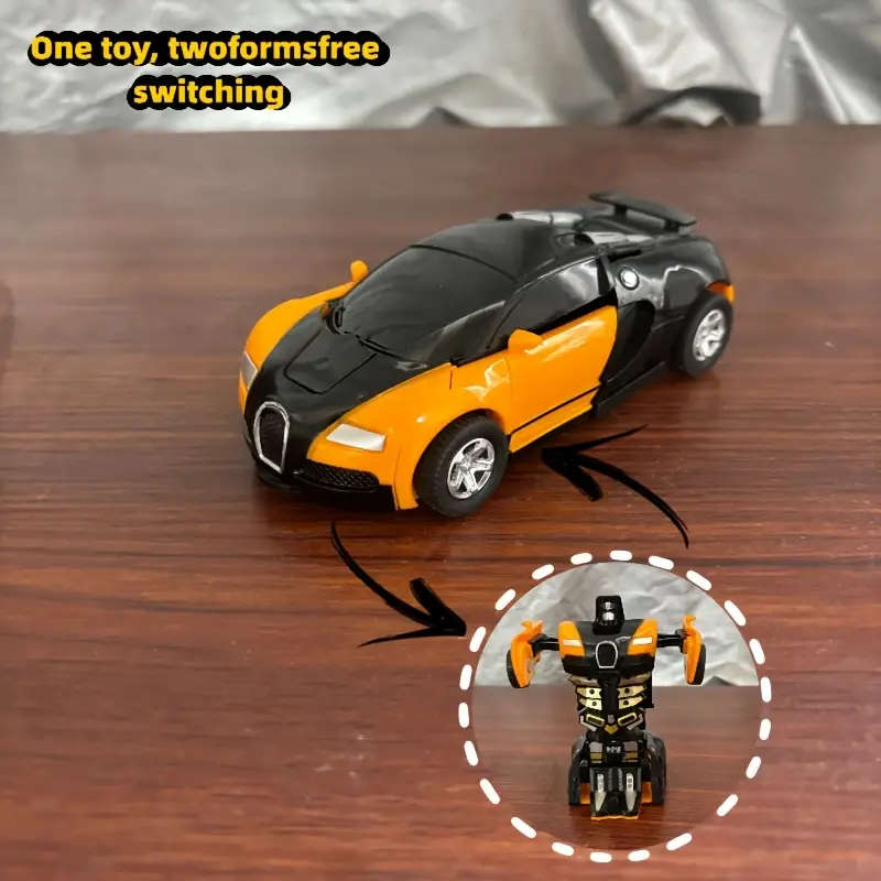 Automatic Button Transforming Car Toy, Featuring Robot Model