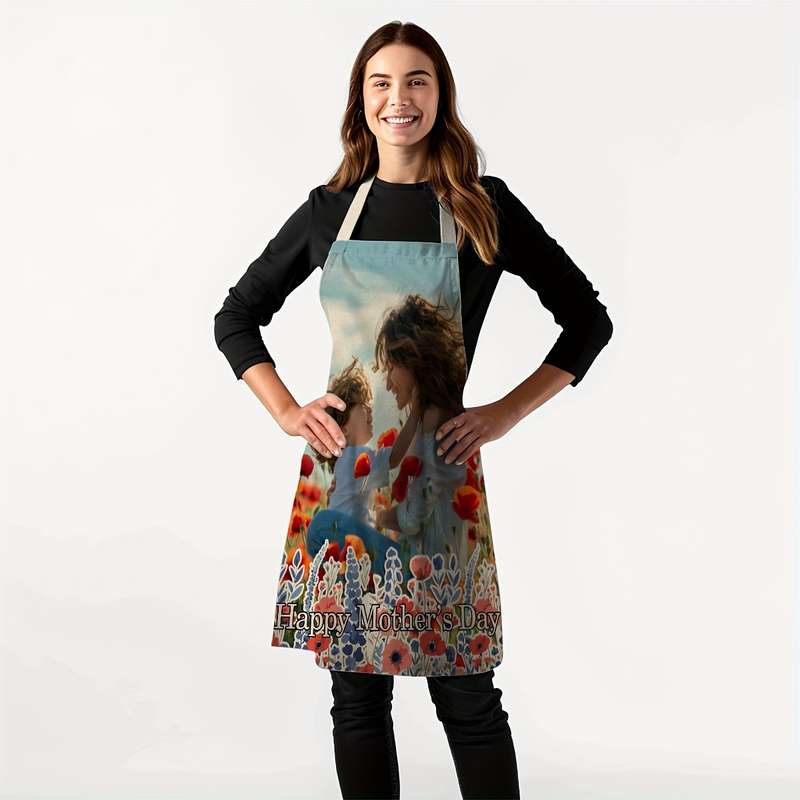 1pc Custom Photo Apron Personalized Kitchen Dining Wear for Mother's Day Birthdays Anniversar
