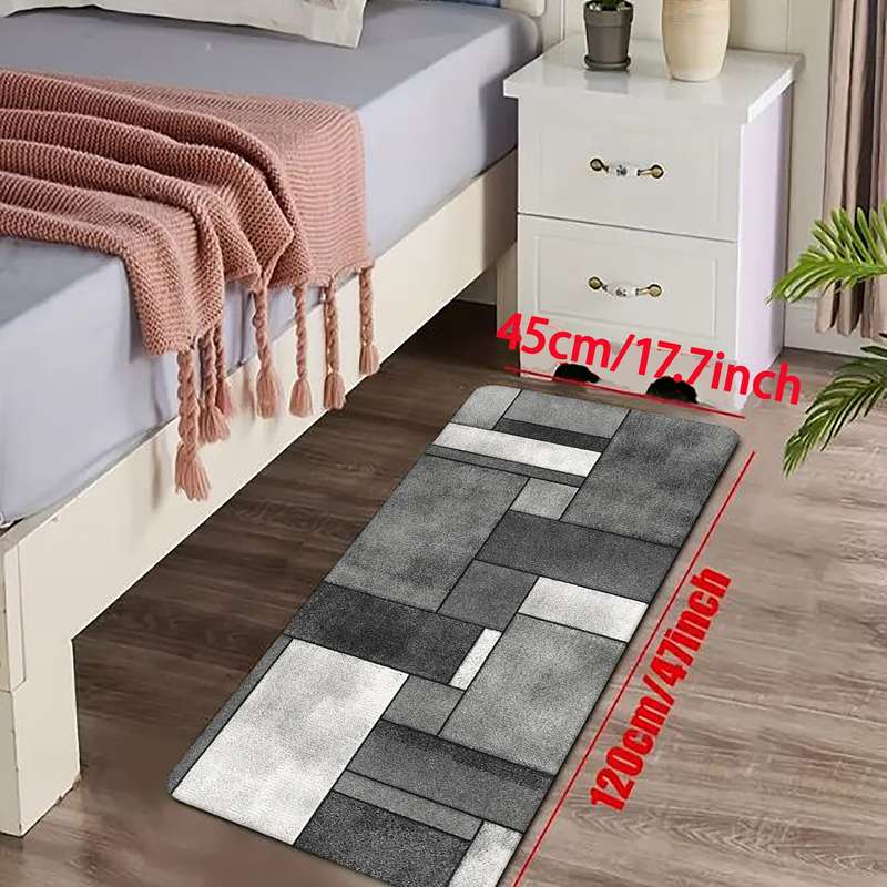 1Pc Gray And White Geometri Square 50x80cm 19.68x31.49inch Floor Mat