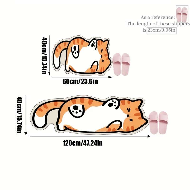 1Pc White edge Of belly cat 50x160cm 19.69x62.99inch Floor Mat