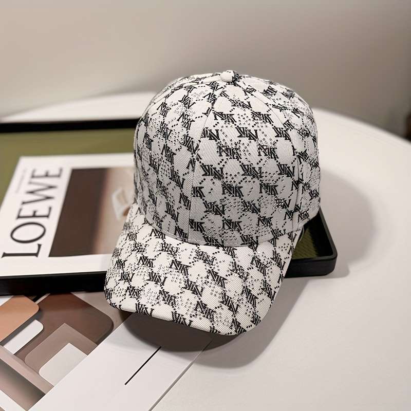 1pc Stylish Unisex Baseball Cap with Rhinestone Lettering Adjustable Snapback Sun Protection Br