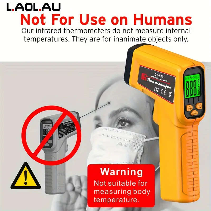 1pc Infrared Thermometer Gun Digital Non-contact IR Laser with Adjustable Emissivity
