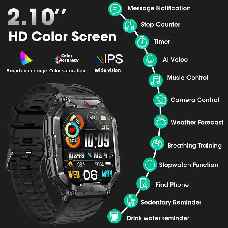 2.1-Inch Ultra-Clear Large-Screen Smart Watch 650Mah Battery Life Magnetic Charging Hundreds