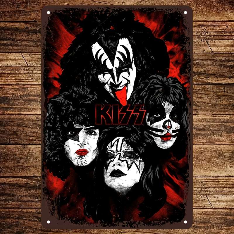 1pc Kiss Band Vintage Metal Poster Perfect for Man Cave Garden Bar or Garage Decor Durable Al