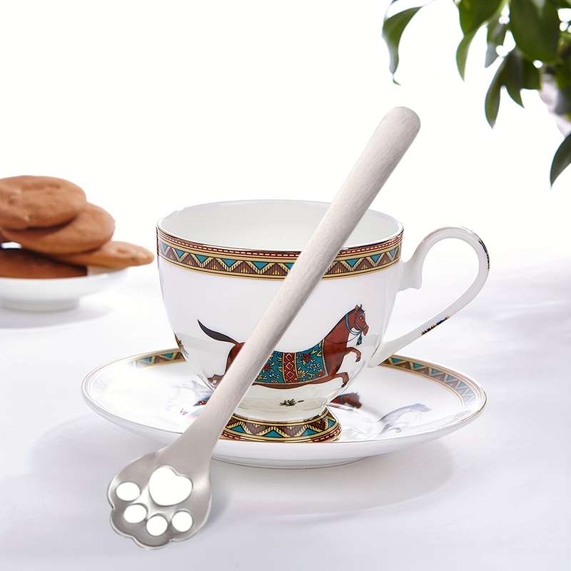 1pc Cat Claw Spoon Drinking Spoon Small Coffee Spoon Steel Dessert Spoon Handle Spoon Yogu
