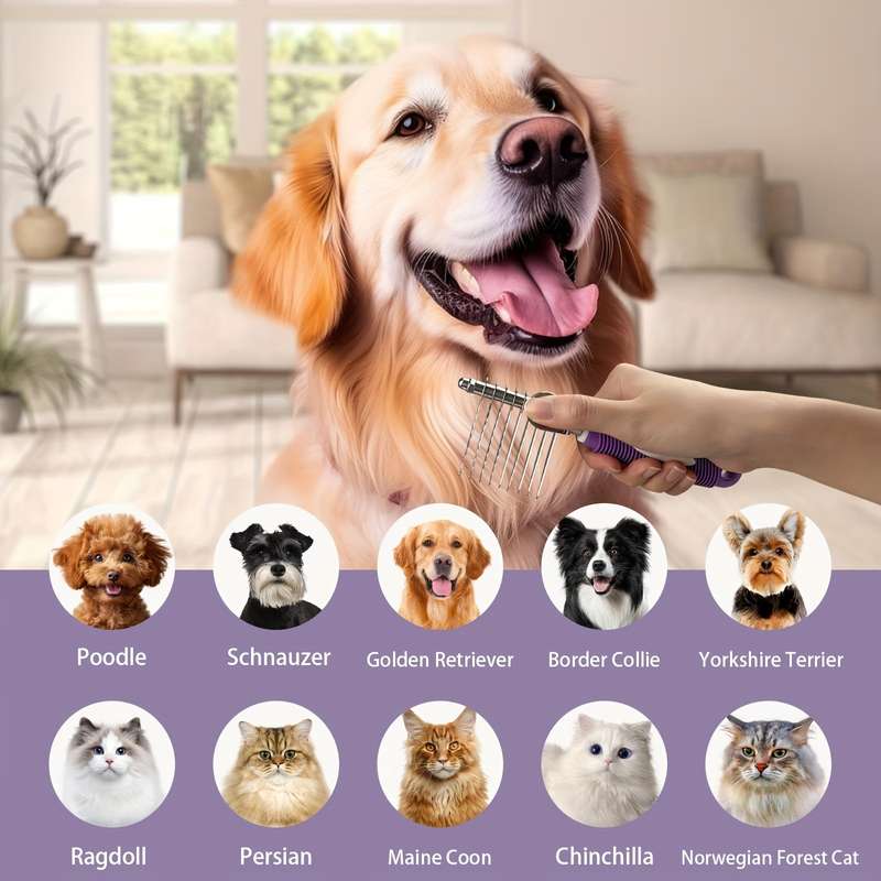 1pc Purple Size Medium Pet Comb