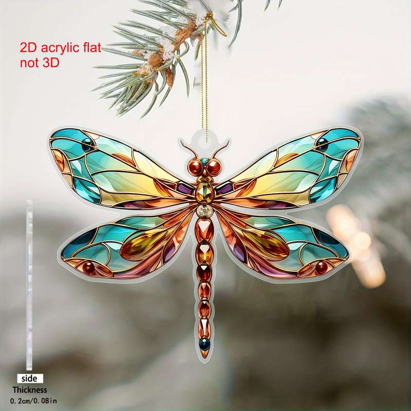 1pc 2D Flat    holiday dragonfly ornament acrylic pendant universal festival decorati