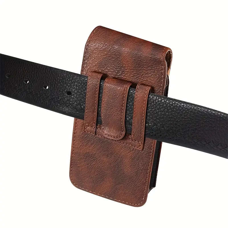 1pc Outdoor Belt for a 7.0-Inch Universal Leather Phone Case Made from Top Layer Cowhide Bag