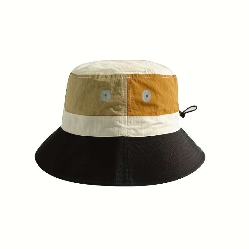 1pc Lightweight Quick-Dry Breathable Bucket Hat for Couples Stylish Color Block Design Adjus