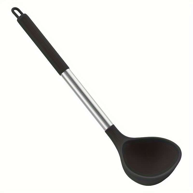 1pc large silicone spoon silicone spoon stainless steel handle spoon large spoon non-stick