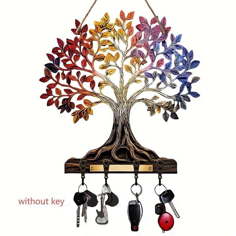 1pc color tree of life home wooden key hanger key storage with hooks four-season multi-functional