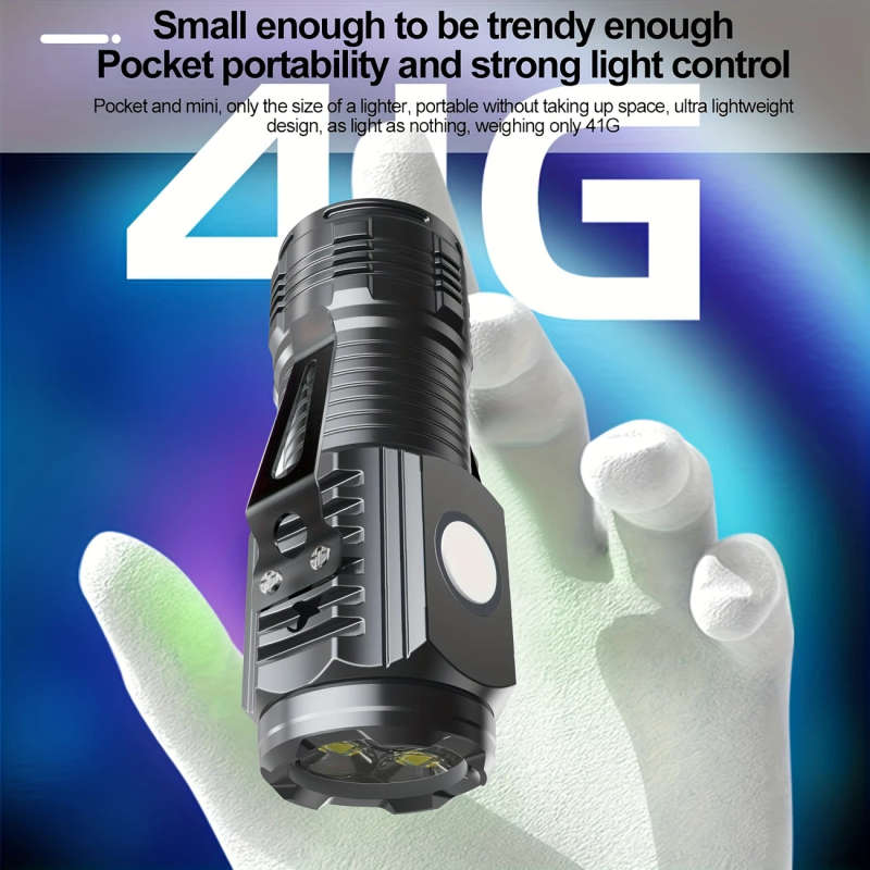 1pc LED Flashlight USB Rechargeable With Built-in Li-ion Battery 3-Mode Bright Light Mini And Portab