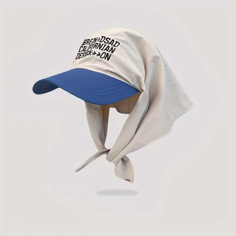 1pc Trendy Color-Block Sun Hat with Embroidered Lettering Adjustable Breathable Polyester Ca