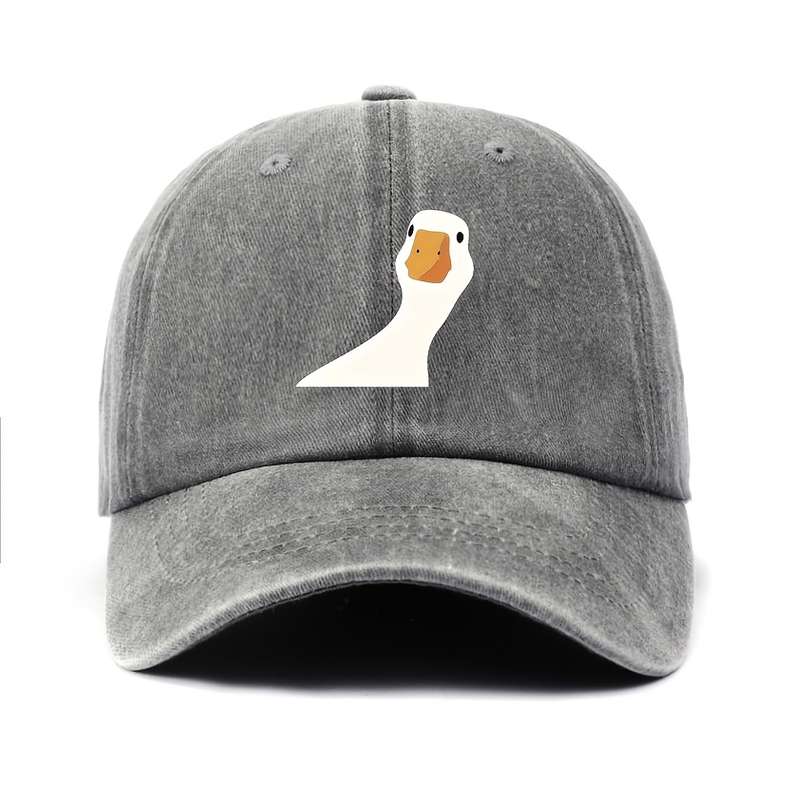 1pc Women'S Cartoon Goose Print Cotton Baseball Cap Adjustable Fit Breathable Sports Hat Han