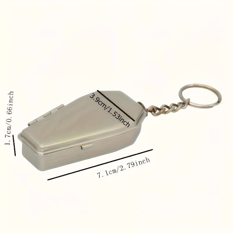 1pc Halloween Rose Colored Coffin Shaped Pocket Ashtray Keychain Portable Mini Ashtray with Li