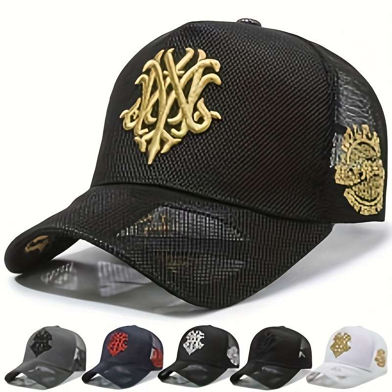 1pc Breathable Mesh Baseball Cap with Embroidered Logo Stylish Unisex Trucker Hat for Outdoor Lei
