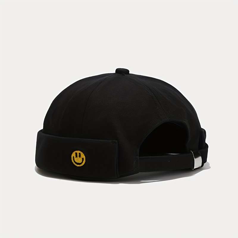 1pc Comfortable Soft Cotton Trucker Hat with Golden Face Embroidery Lightweight Fitted All-Seas