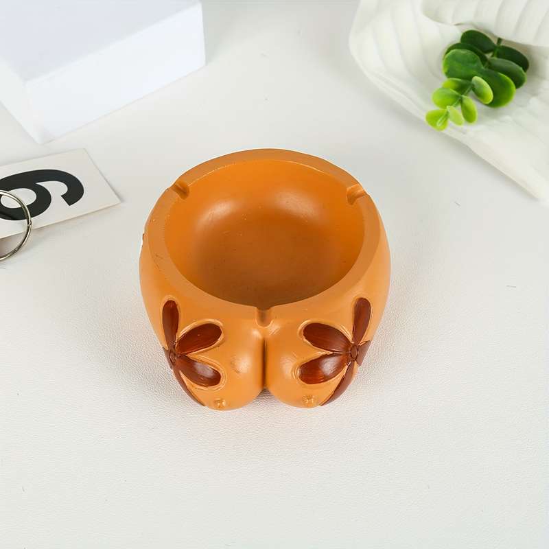 1pc Creative Resin Chest Ashtray with Floral Design Unique Home Decor for Living Room Deskto